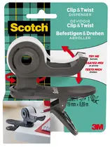 Scotch Dévidoir de ruban adhésif Clip & Twist, gris foncé