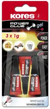 Kores colle instantanée "PowerGlue" en gel, 3 tubes de 1 g,