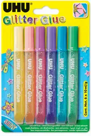 UHU Colle scintillante Glitter Glue Shiny,  6 x 10 ml
