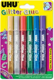 UHU Colle scintillante Glitter Glue Original, 6 x 10 ml