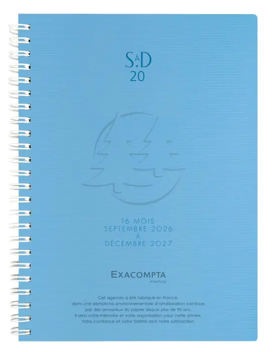 Agenda de bureau SAD 20S Linicolor 15 x 21 cm Semainier Septembre 2026 à Décembre 2027 - 16 mois - Coloris aléatoire