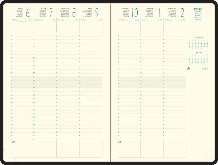 Recharge Agenda de bureau Eurotime 24 16 x 24 cm Semainier Janvier à Décembre 2027
