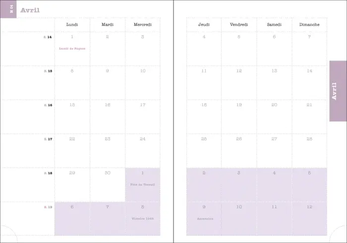 Recharge pour agenda de bureau Lady 20 21 x 15 cm Semainier Janvier à Décembre 2027
