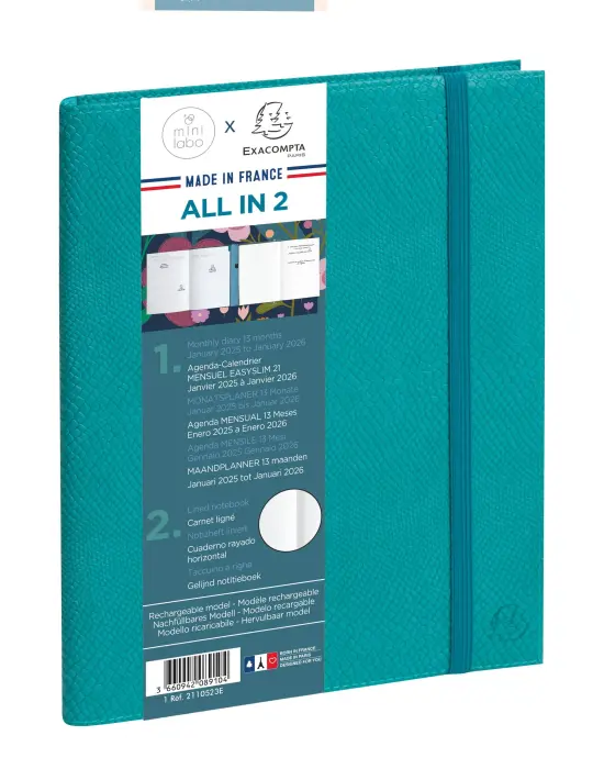 Agenda de bureau All in 2 EasySlim 21 Mini Labo 15 x 21 cm Mensuel Janvier 2027 à Janvier 2028 - 13 mois - Visuel