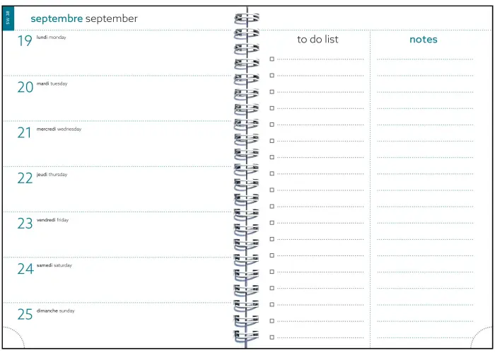 Recharge agenda de bureau EasyTime 21S Spiralé 21 x 15 cm Semainier Janvier à Décembre 2027