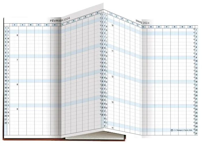 Recharge Agenda de poche Exaplan 17 accordéon 8 x 17,5 cm Planning mensuel Janvier à Décembre 2027