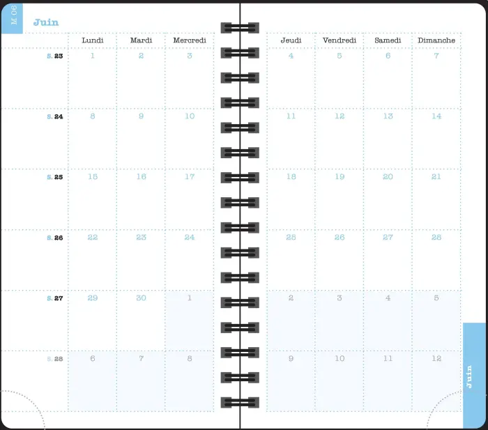 Recharge Agenda de poche Lady 16S spiralé 9 x 16 cm Semainier Janvier à Décembre 2027