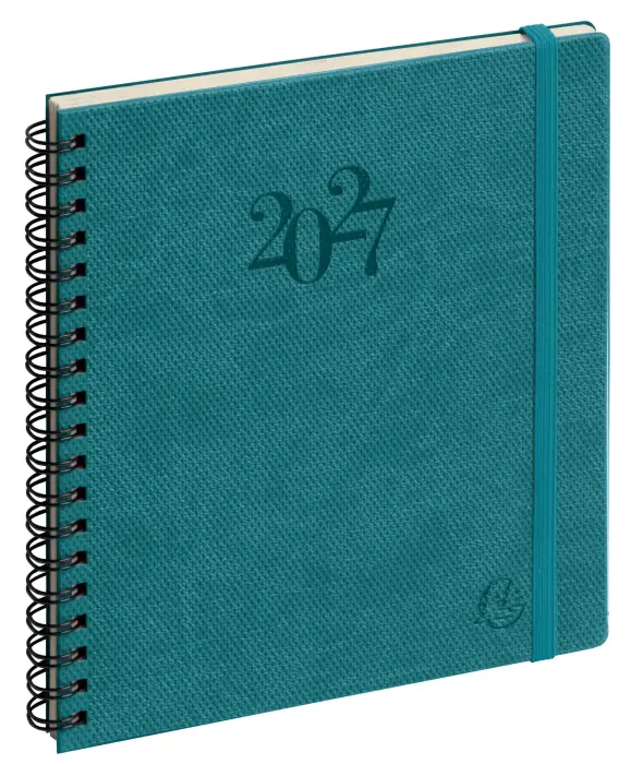 Agenda de bureau Eurotime 18S spiralé Swan 15 x 17 cm Semainier Janvier à Décembre 2027 - Couleurs assorties