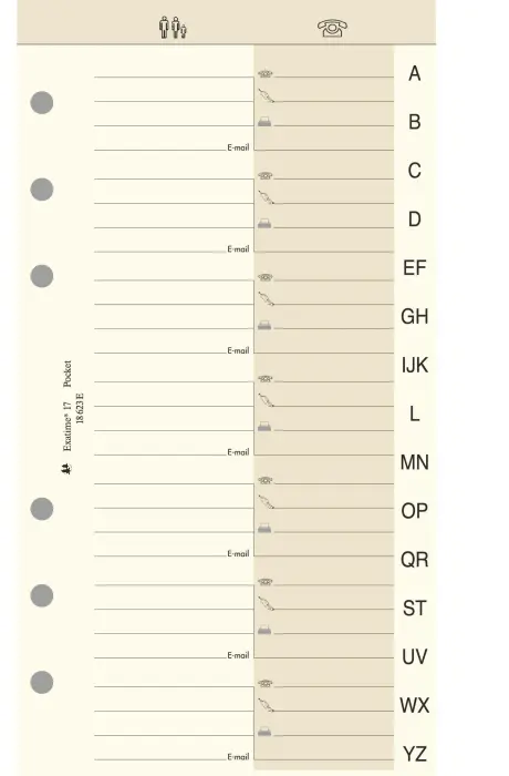Recharge Exatime 17 Pocket - Répertoire alphabétique indexé