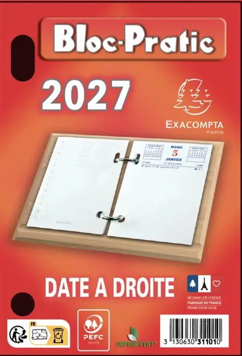 Bloc-pratic date à droite 8,2x12 cm par 10 - Rouge