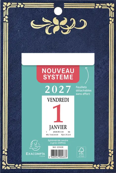 Bloc éphéméride neutre Skytos support plaque imprimée 14 ,5 x 21,5 cm 2027 - Visuels assortis