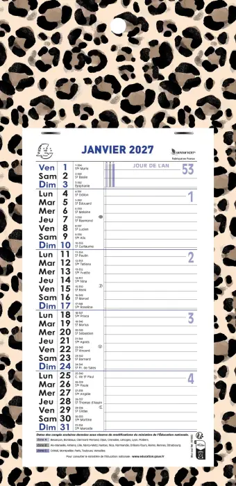 Calendrier mensuel URBAN avec feuillets détachables 13 x 23 cm sur support plaque imprimée 16 x 33 cm 2027 ROAR - Visuel
