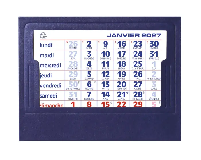Calendrier avec feuillets mensuels sur chevalet cartonné pelline - 13,5 x 10,5 cm 2027 - neutre