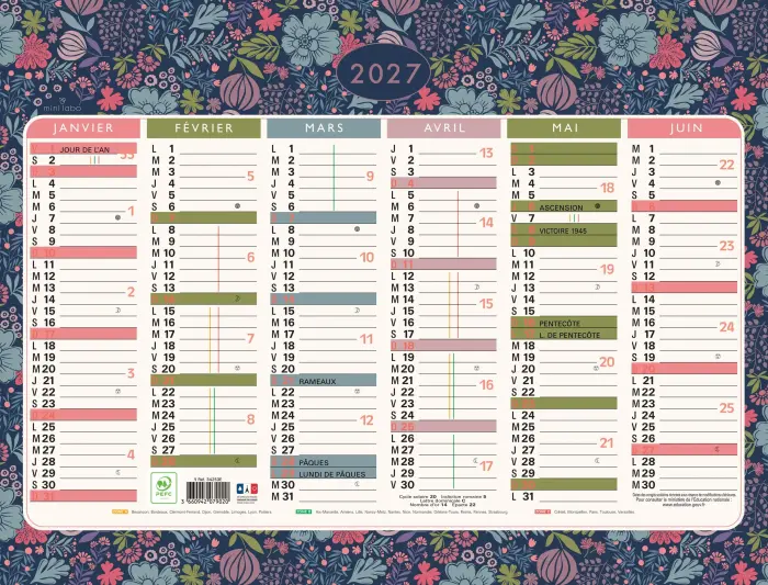 Calendrier Mini Labo avec décor recto-verso 43 x 33,5 cm Semestriel 2027