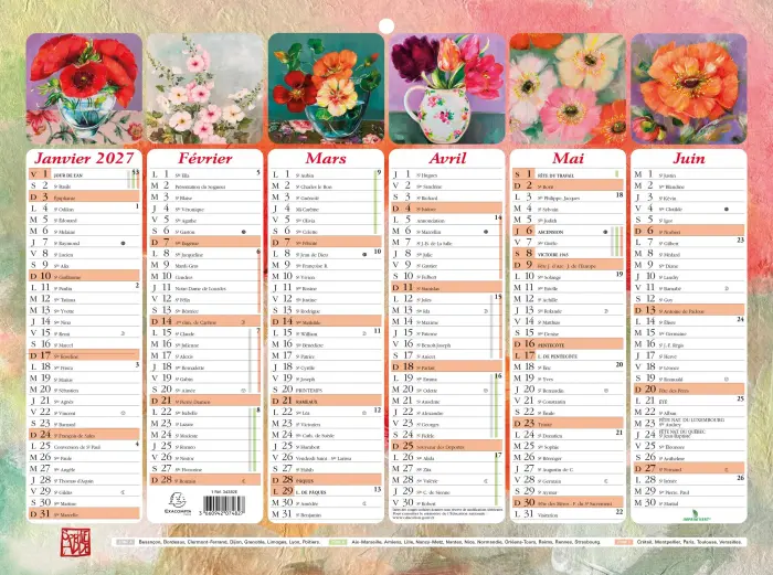 Calendrier semestriel Sophie Adde avec illustrations 29,5 x 22 cm Semestriel 2027 - Visuel