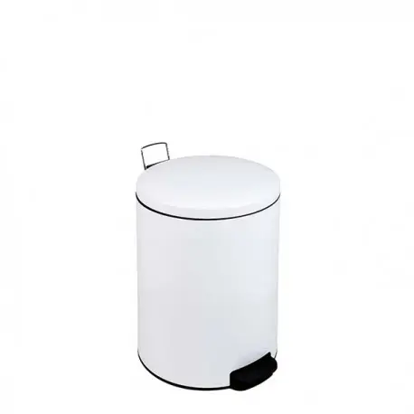 Poubelle en métal laqué blanc à pédale 30L