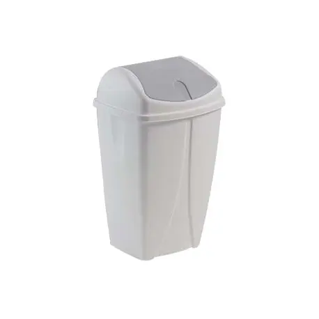 SWING Poubelle plastique blanche à couvercle basculant 50L