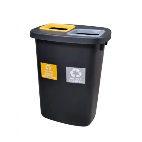 Poubelle noire 2x45L Atrium duo ecogreen Clips couleurs + étiquettes