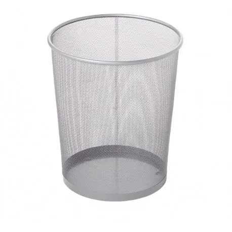 Corbeille ronde grillagée ouverte en haut 19L argent