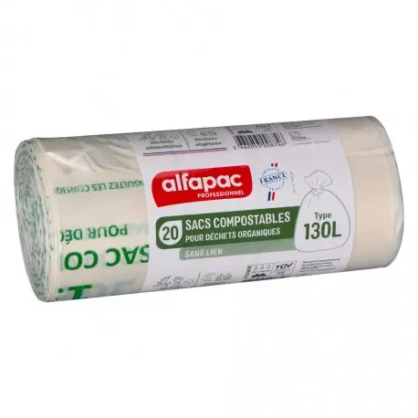 SP 130L transparent 800x1150mm 32µ biodégradable ALFAPAC-Ct 100 sacs