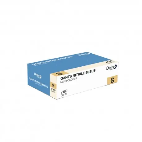 Gant nitrile bleu non-poudré EN 455-2 (S à XL) - Boite de 100