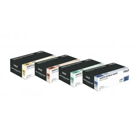 Gant nitrile noir non poudré - Boite de 100