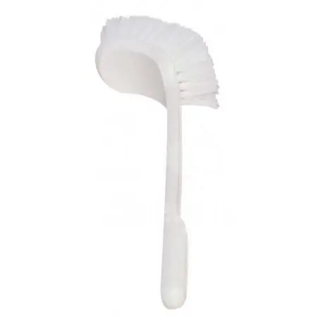 Brosse coudée nylon PP monture blanche