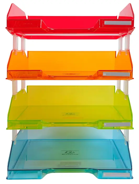 Set de 4 corbeilles-à-courrier Combo Midi transparent Linicolor - Couleurs assorties