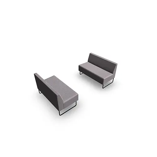 Ensemble de 2 banquettes Silen bas dossier H. 77 x L. 115 x P. 62 cm - Revêtement gris clair chiné et piétement métal noir