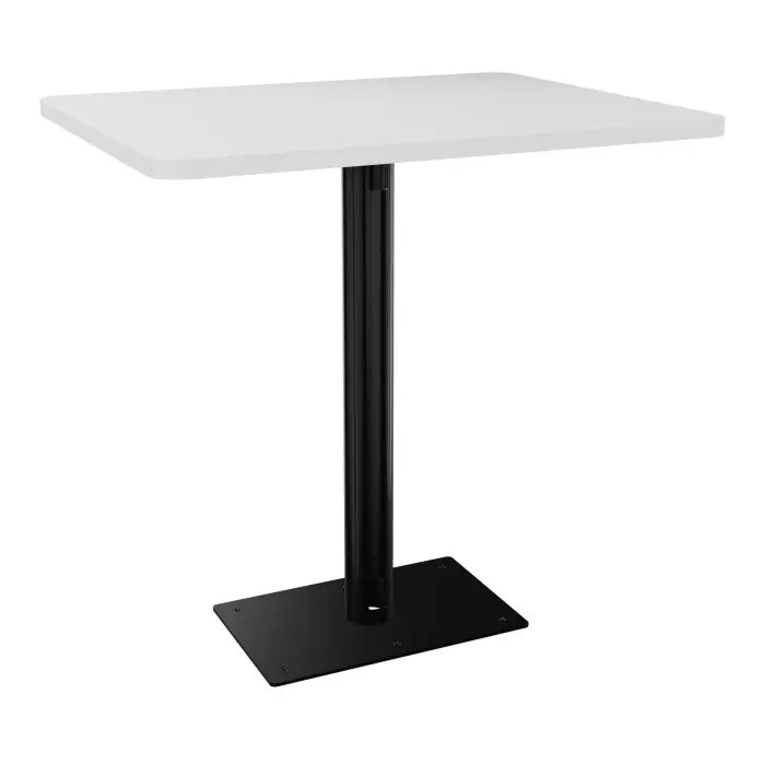 Table Silen L. 60 x P. 74 cm - plateau nu stratifié blanc - piétement métal noir