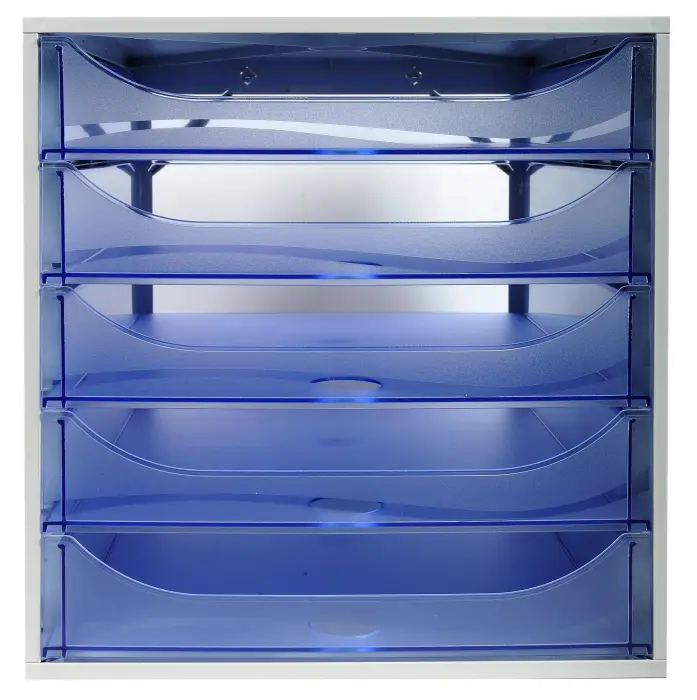 ECOBOX 5 tiroirs Office Gris/Bleu glacé - Bleu glacé