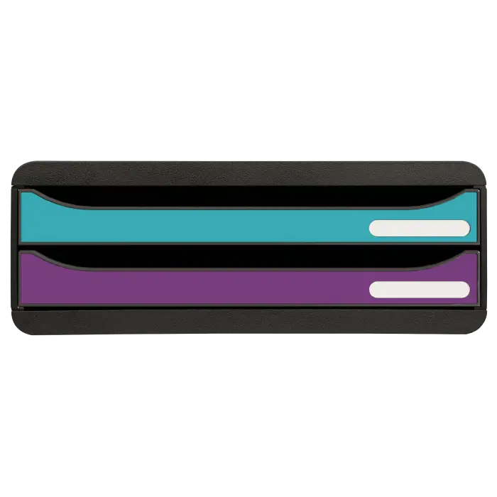 Module de classement Toolbox 2 tiroirs Titane - Couleurs assorties - New