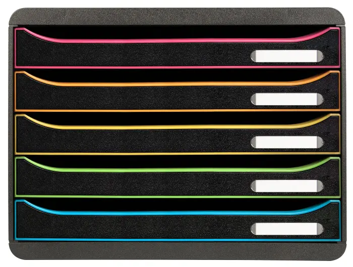 Module de classement Big Box Plus horizon 5 tiroirs Glossy - Noir/arlequin