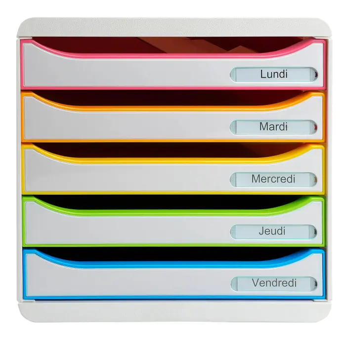 Module de classement Big Box Plus 5 tiroirs Black Office - Blanc/arlequin