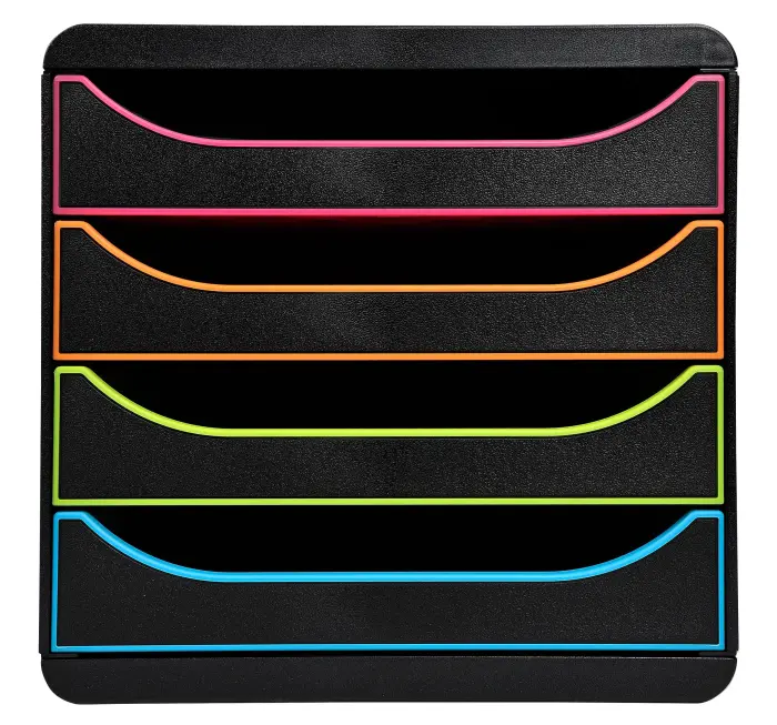 Module de classement Big Box 4 tiroirs Black Office - Noir/arlequin