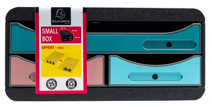 Module de classement Small Box 3 tiroirs Skandi - Couleurs assorties