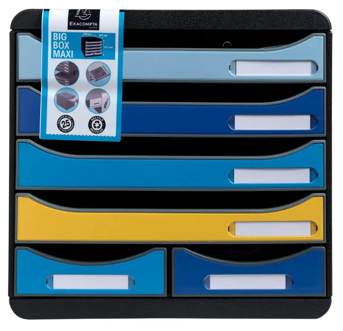 Module de classement Big Box Maxi 6 tiroirs Bee Blue - Couleurs assorties