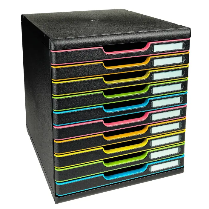 Module de classement Modulo Black Office 10 tiroirs fermés - Noir/arlequin