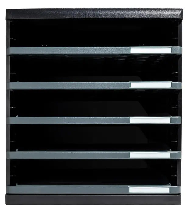 Module de classement Modulo Ecoblack 5 tiroirs ouverts - Gris foncé