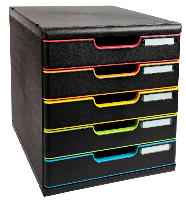 Module de classement Modulo Black Office 5 tiroirs fermés - Noir/arlequin