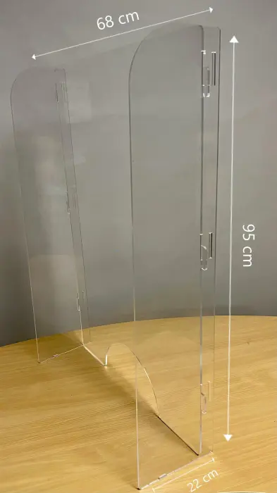 Exacompta - réf. 80058D - ExaScreen Barrière de protection contre les éternuements et les postillons - Vitrine Pare-Haleine ou hygiaphone de comptoir (à poser) H95cmxL68cm - Cristal