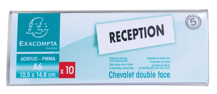 Lot de 10 chevalets double face horizontal A6 - Cristal