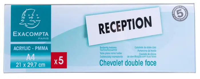 Lot de 5 chevalets double face horizontal A4 - Cristal
