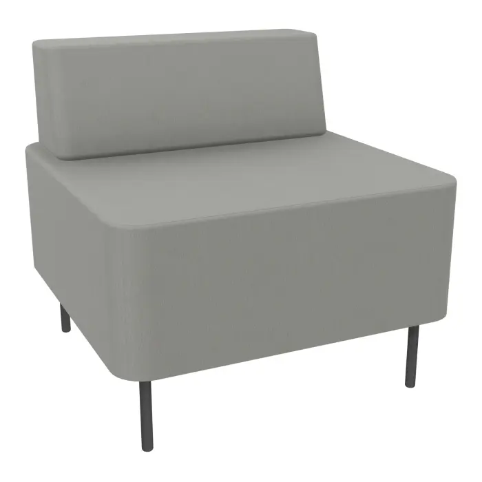 Chauffeuse 1 place Zélie L. 67 x H. 64,7 cm assise tissu Secret Gris perle avec dossier tissu Secret Gris perle sur 4 pieds tubes fixes D.20 mm métal structuré gris anthracite