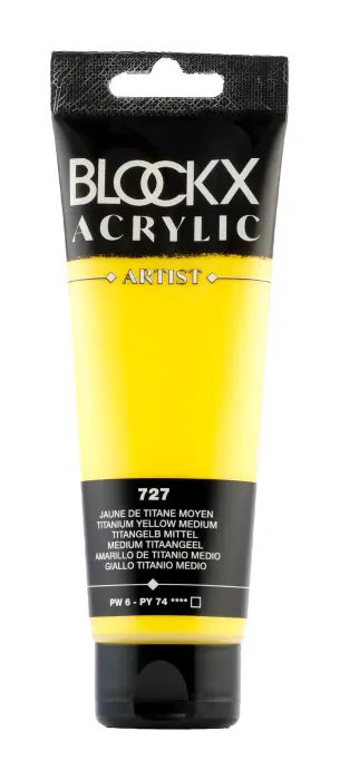 Peinture acrylique fine tube 120ml - Jaune de titane moyen