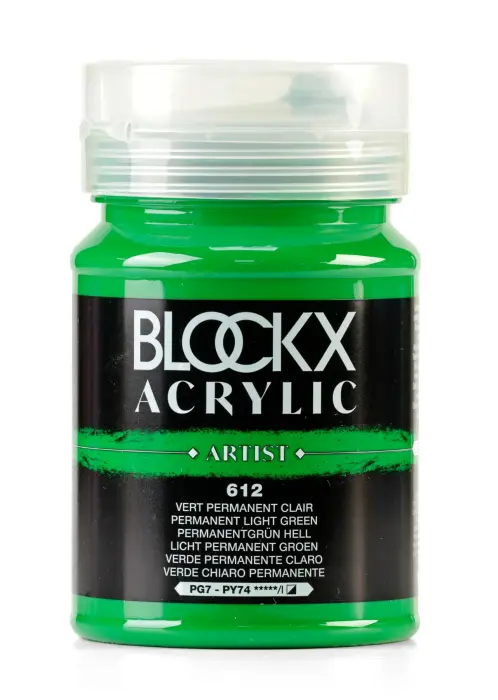Peinture acrylique fine pot 500ml - Vert permanent clair