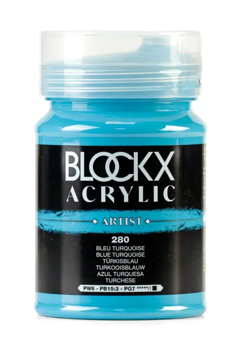 Peinture acrylique fine pot 500ml - Bleu turquoise