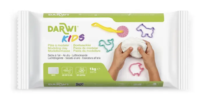DARWI Pain de 1 kg de pâte auto-durcissante KIDS blanche - Blanc
