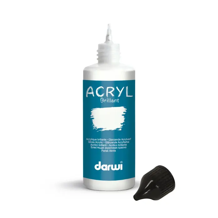 Darwi Flacon de 80 ml de Peinture Acrylique Universelle Brillante - Blanc