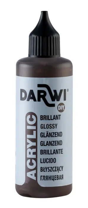 Darwi Flacon de 80 ml de Peinture Acrylique Universelle Brillante - Marron foncé